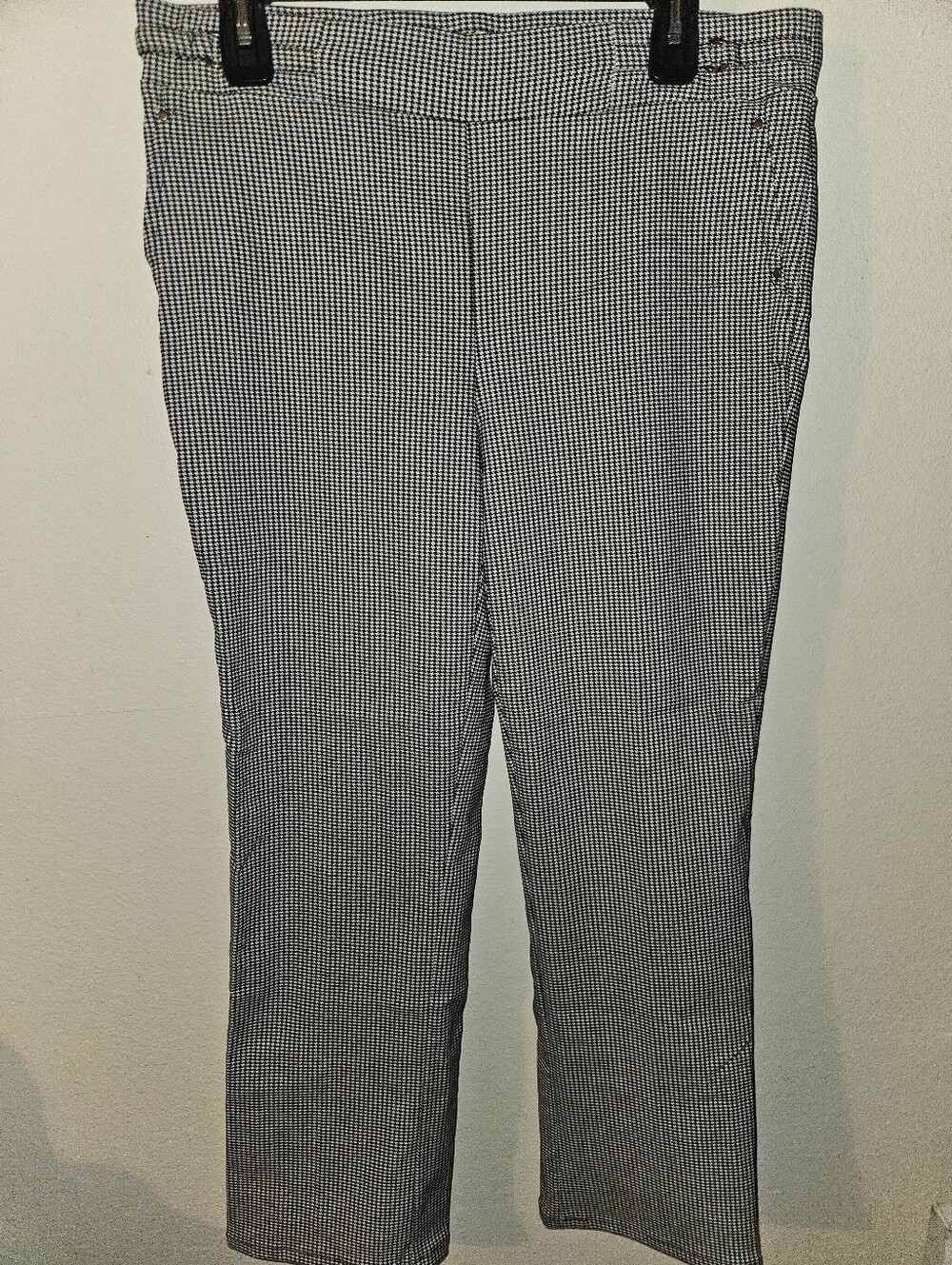 89th & Madison Womans Houndstooth Elastic Waist Pants Size L